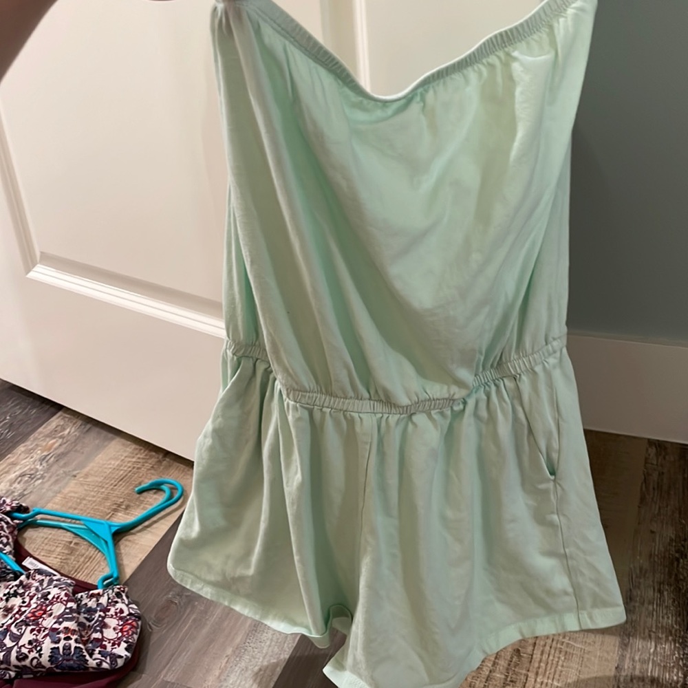 Teal strapless romper✨